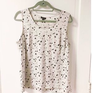 Ann Taylor Off-White Spotted Tank